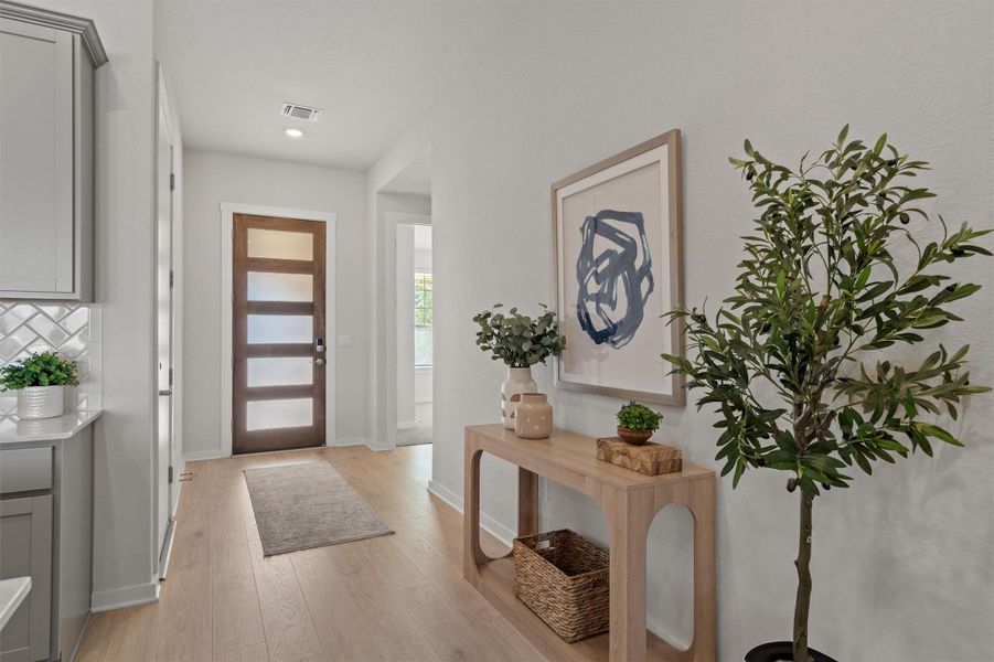 8 foot glass/wood door and long foyer 8 foot glass/wood door and long foyer