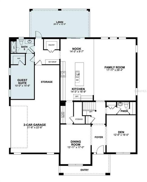 2D floor plan layout of this home in Hawk's Overlook, Oviedo, FL (Image 6).