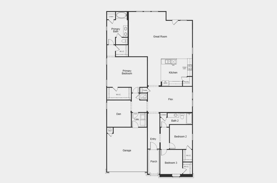 2D floor plan layout for the Plan 2381 by KB Home in Sagecrest Preserve, Conroe, TX (Image 4).