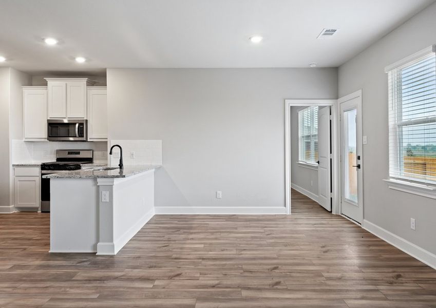 The dining room of the St. Clair sits right off of the kitchen.