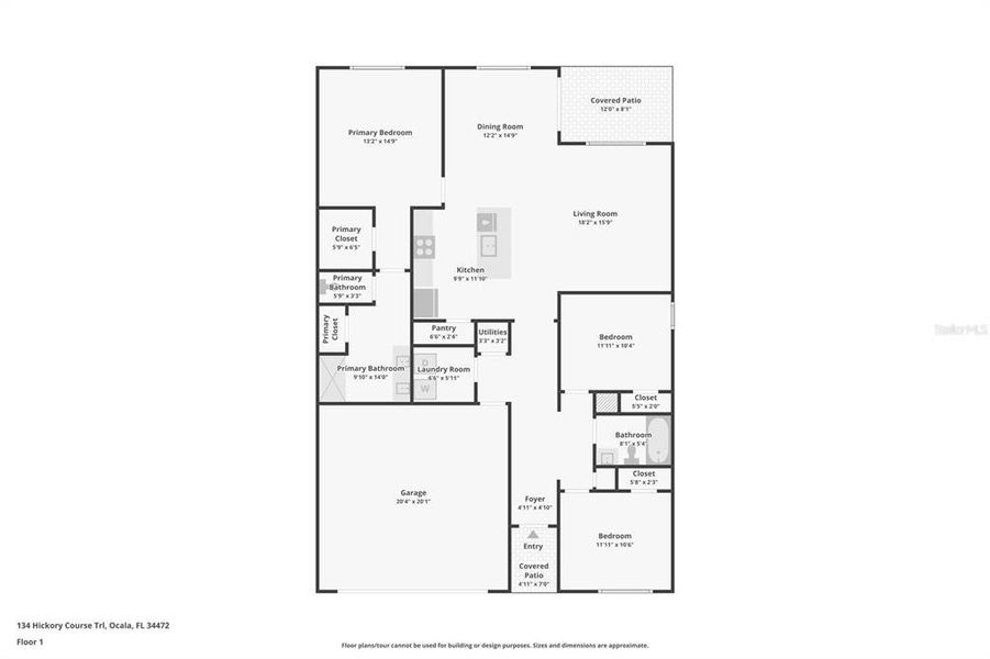 2D floor plan layout of this home in Lake Diamond, Ocala, FL (Image 5).
