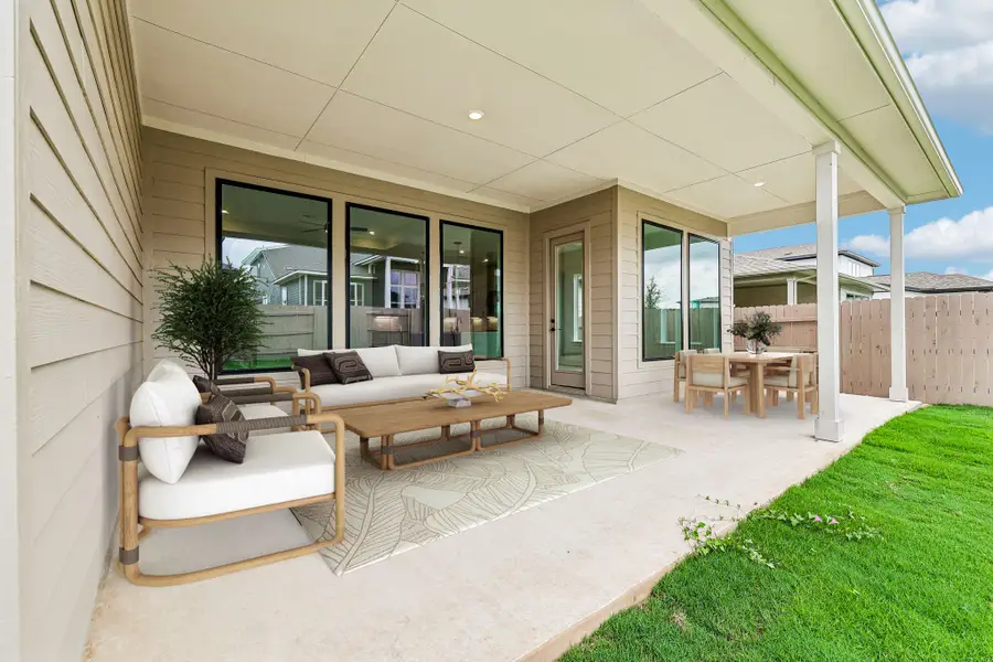 Exterior details and patio area of a home in Easton Park, Austin (Image 3). Exterior details and patio area of a home in Easton Park, Austin (Image 3).