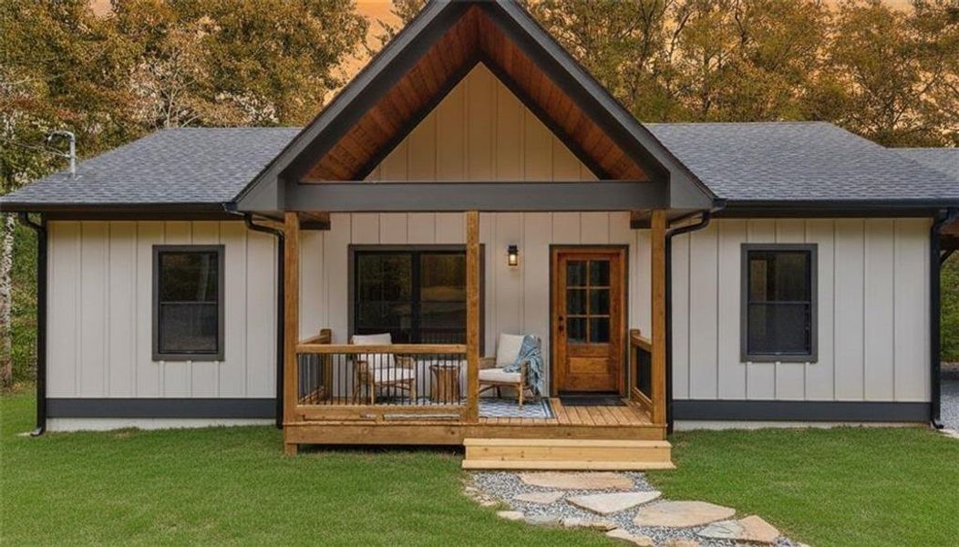 Exterior details and patio area of a home in , Ellijay (Image 24).