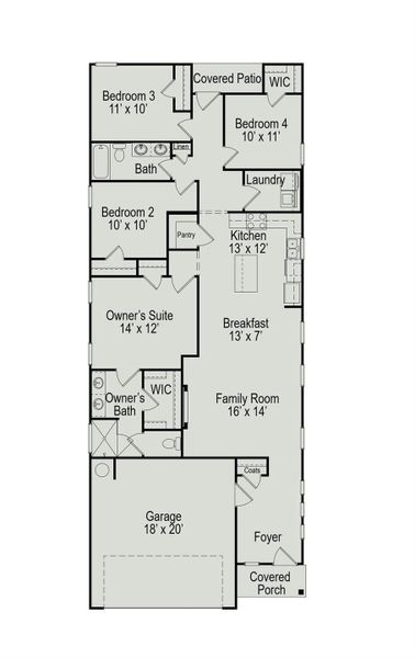 2D floor plan layout of this home in Anderson Lake, Houston, TX (Image 3).