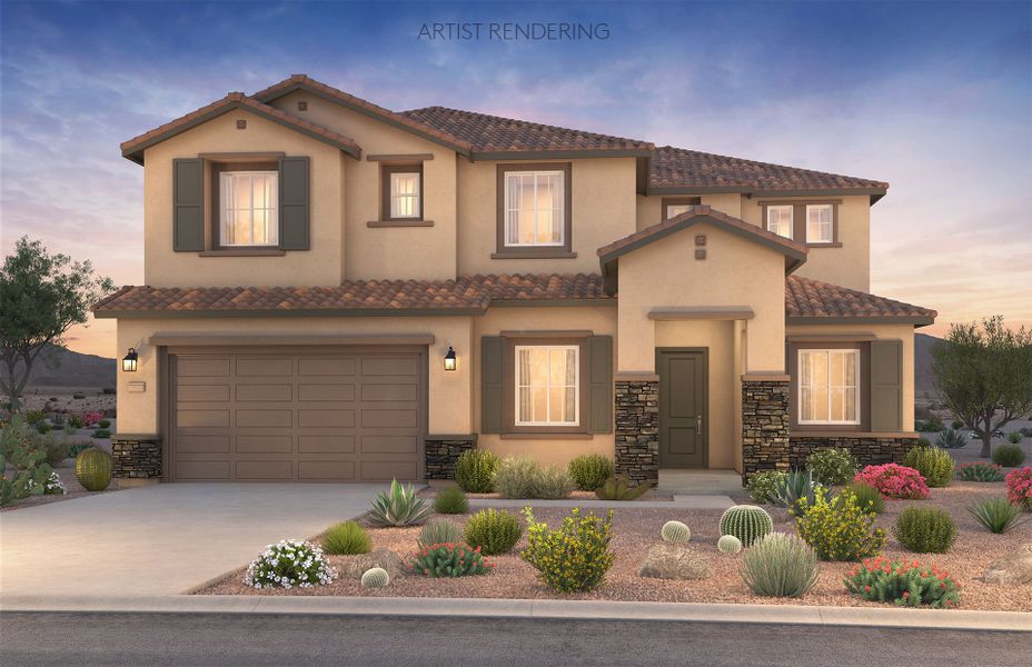 Representative exterior photo of a completed home built from the Messina by Pulte Homes in Legado West, Gilbert, AZ (Image 21).