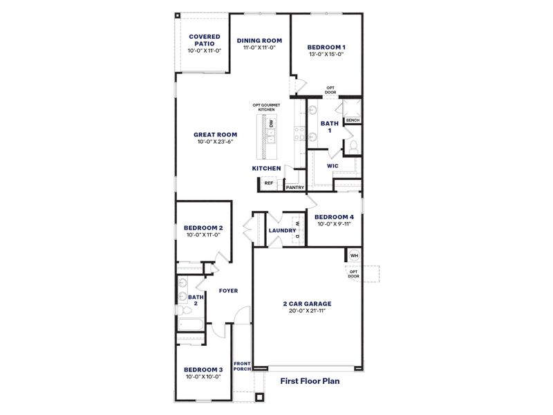 2D floor plan layout of this home in The Ridge at Stone Butte, Phoenix, AZ (Image 2).