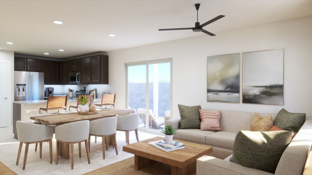Great Room Virtual Rendering | Apex Floorplan | Wildera – Crest Series | New Homes in San Tan Valley, AZ by Landsea Homes