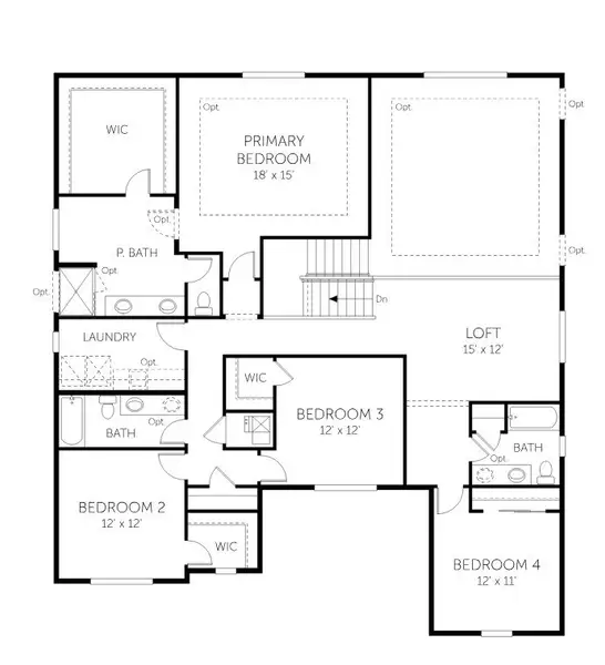 2D floor plan layout for the Cypress - 60' Homesites by Dream Finders Homes in Farmstead, Berthoud, CO (Image 4).