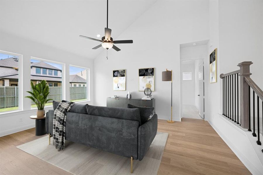 Furnished interior view inside a new home in Pecan Square - Gardens, Northlake (Image 7). Furnished interior view inside a new home in Pecan Square - Gardens, Northlake (Image 7).