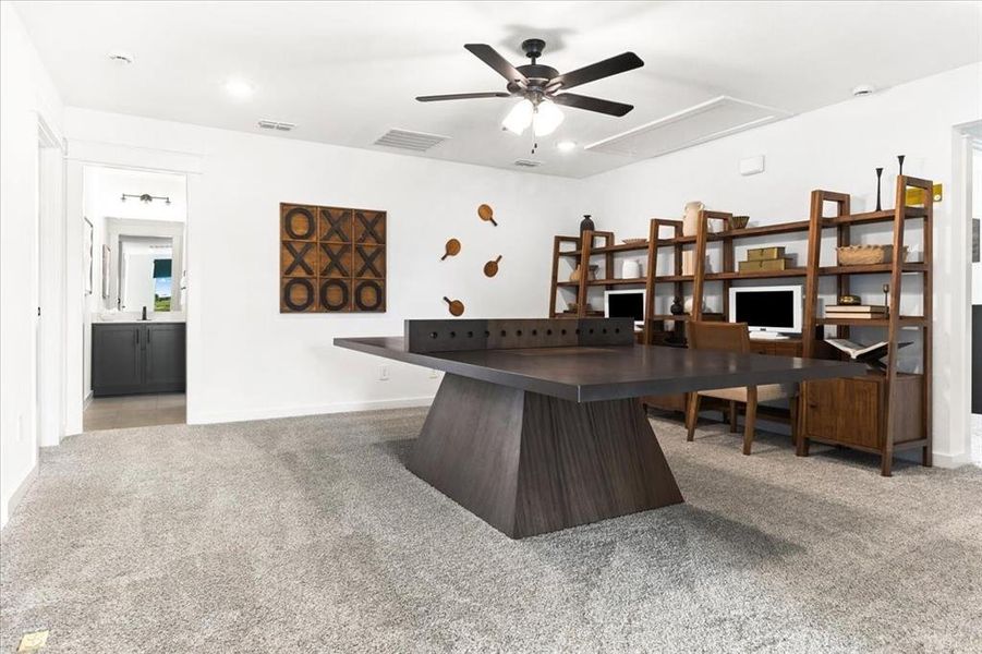 Furnished interior view inside a new home in Keeneland 50s, Aubrey (Image 9). Furnished interior view inside a new home in Keeneland 50s, Aubrey (Image 9).