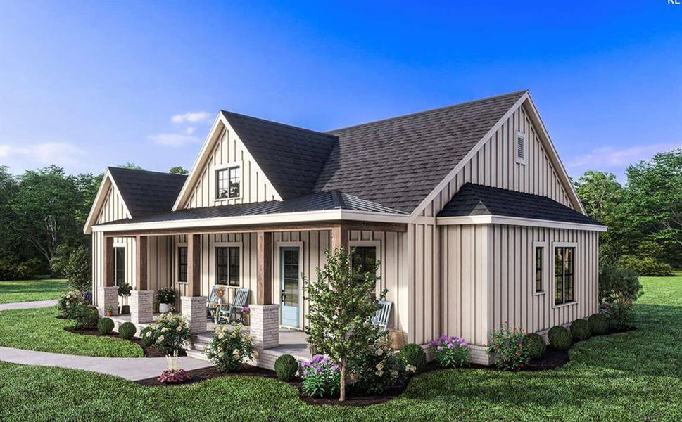 Front exterior of a new home in Oak Water Ranch, Granbury, TX, highlighting curb appeal (Image 19).