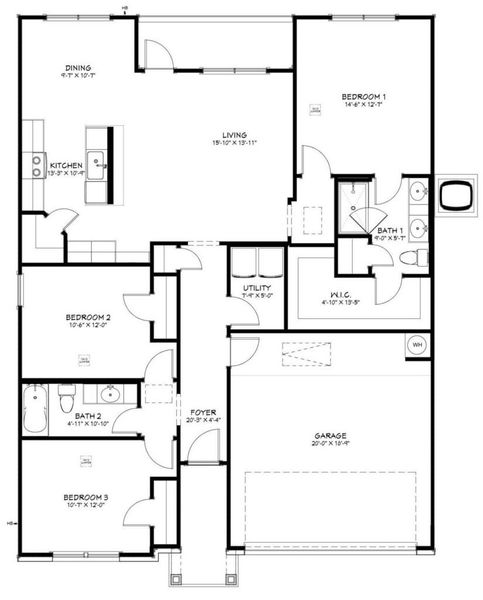 2D floor plan layout of this home in Ridge at Knob Creek Single Family, Temple, TX (Image 3). 2D floor plan layout of this home in Ridge at Knob Creek Single Family, Temple, TX (Image 3).