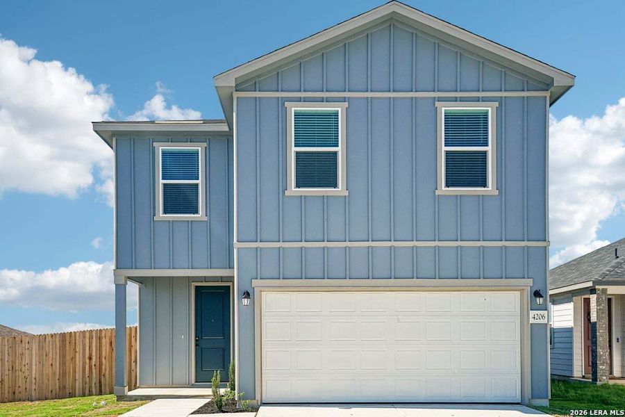 Front exterior of a new home in Legend Heights - Heritage Collection, New Braunfels, TX, highlighting curb appeal (Image 15).