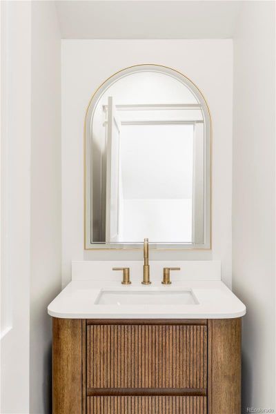 Stylish ADU bath with designer tile and modern fixtures