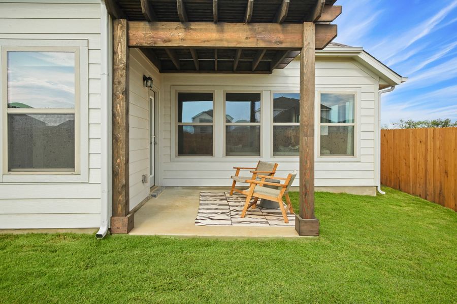 Patio in the Diamond home plan by Trophy Signature Homes – REPRESENTATIVE PHOTO