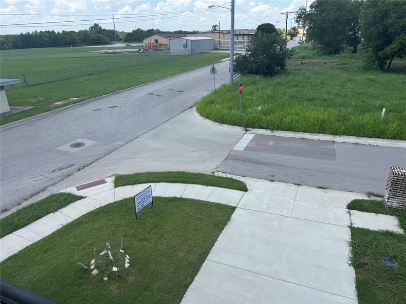 View from upstairs to a nearby school View from upstairs to a nearby school
