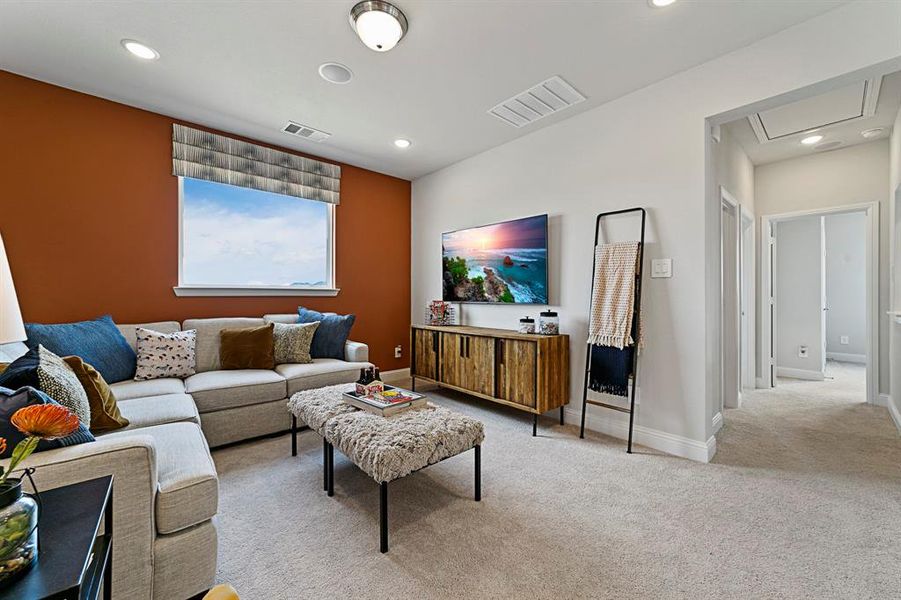 Furnished interior view inside a new home in Symmetry 37s, Frisco (Image 5). Furnished interior view inside a new home in Symmetry 37s, Frisco (Image 5).