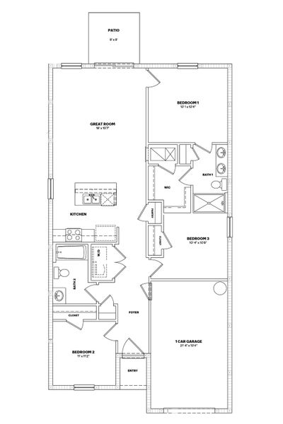 2D floor plan layout for the Greenbriar by D.R. Horton in Somerset Bay, Spring Hill, FL (Image 3). 2D floor plan layout for the Greenbriar by D.R. Horton in Somerset Bay, Spring Hill, FL (Image 3).