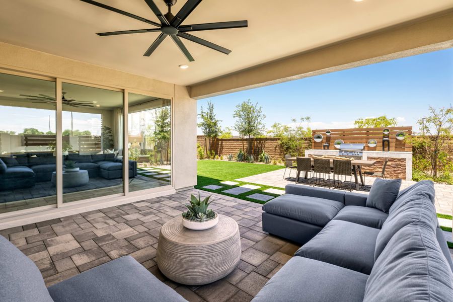 Representative exterior details of a home built from the Viridian Plan 4004 by Tri Pointe Homes in Waterston Central, Gilbert (Image 3).