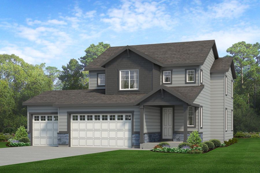 Representative exterior photo of a completed home built from the Telluride by Landsea Homes in Cherry Meadows, Brighton, CO (Image 11). Representative exterior photo of a completed home built from the Telluride by Landsea Homes in Cherry Meadows, Brighton, CO (Image 11).