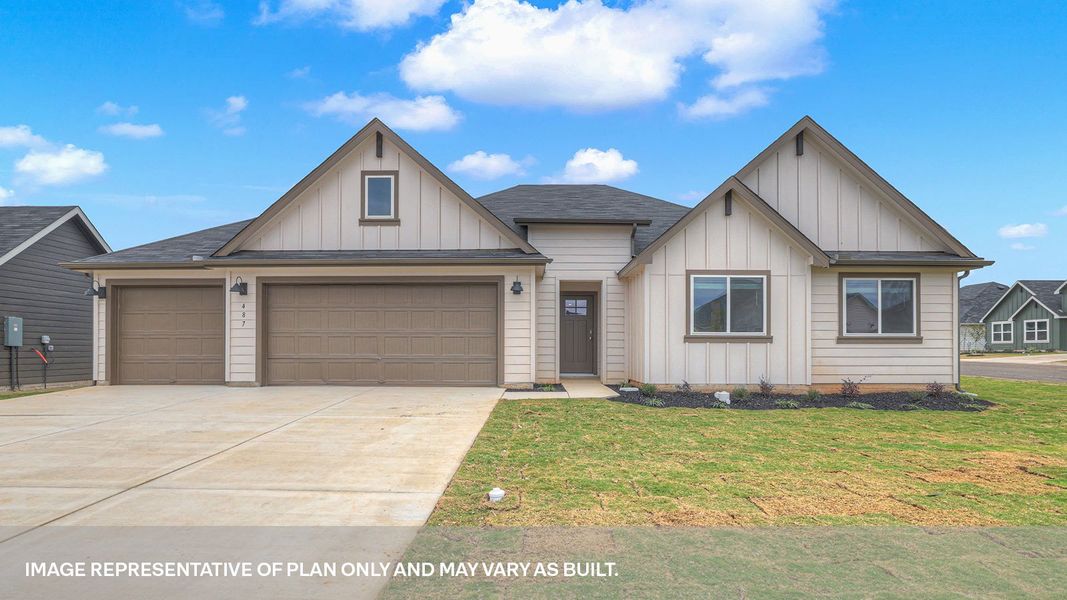 Front exterior of a new home in Sonoma Oaks, Fredericksburg, TX, highlighting curb appeal (Image 1). Front exterior of a new home in Sonoma Oaks, Fredericksburg, TX, highlighting curb appeal (Image 1).