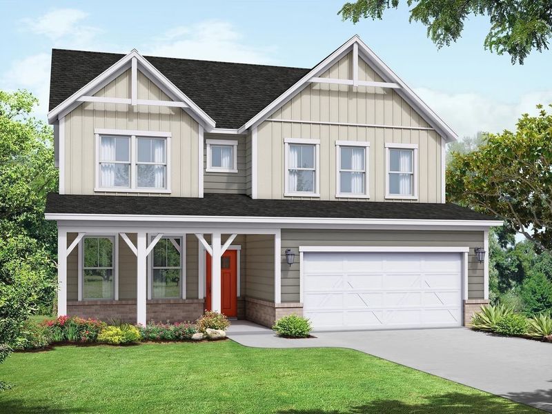 Front exterior of a new home in Calista Farms, White House, TN, highlighting curb appeal (Image 1). Front exterior of a new home in Calista Farms, White House, TN, highlighting curb appeal (Image 1).