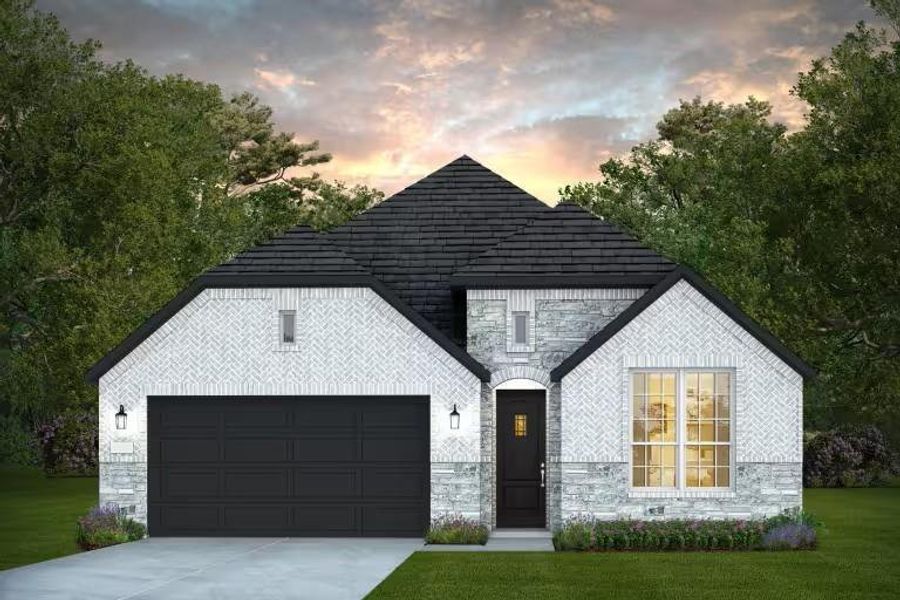 Front exterior of a new home in Ryehill, Sugar Land, TX, highlighting curb appeal (Image 1). Front exterior of a new home in Ryehill, Sugar Land, TX, highlighting curb appeal (Image 1).