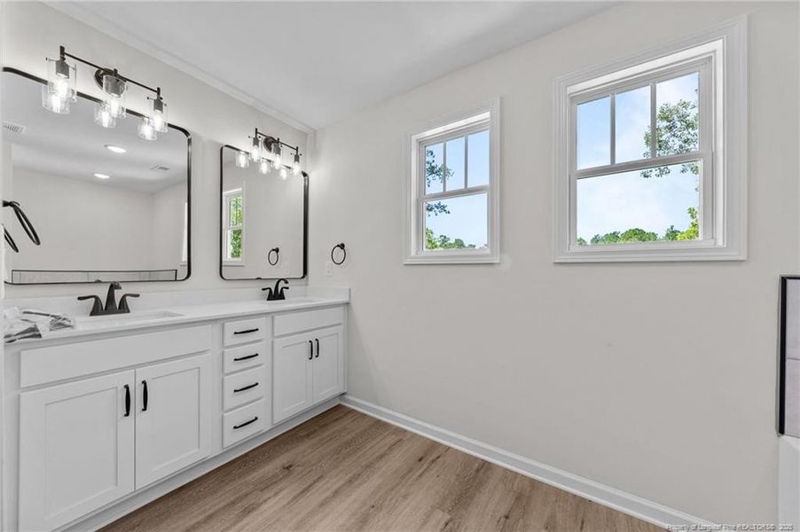 Primary bath, double vanities