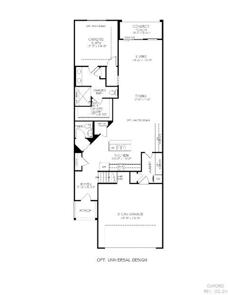 2D floor plan layout of this home in The Courtyards at Oak Grove, Durham, NC (Image 3).