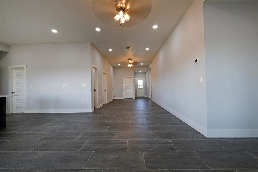 Foyer featuring recessed lighting and a ceiling fan Foyer featuring recessed lighting and a ceiling fan