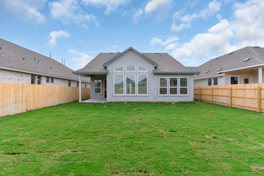 Exterior details and patio area of a home in Lariat, Liberty Hill (Image 4). Exterior details and patio area of a home in Lariat, Liberty Hill (Image 4).