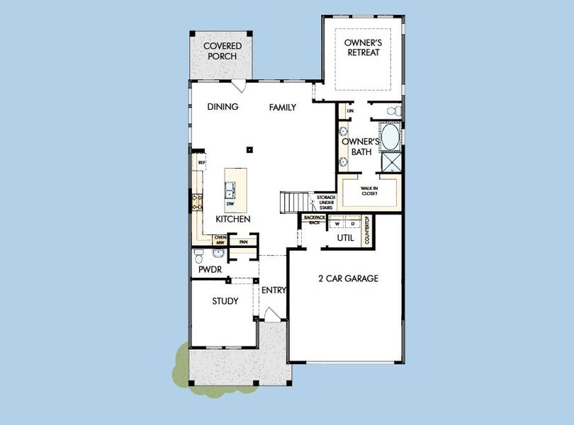 2D floor plan layout for the The Bluebonnet by David Weekley Homes in Ridgeline, McKinney, TX (Image 4).