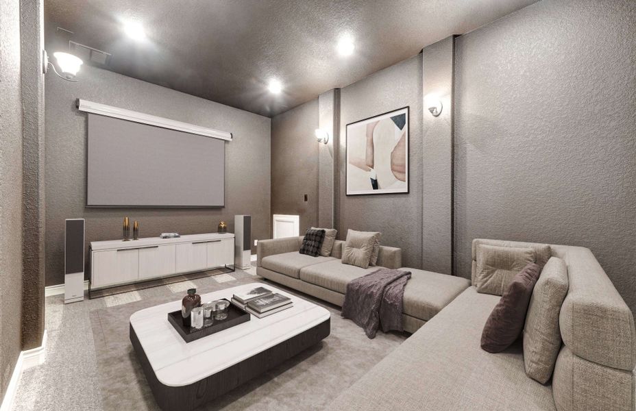 Representative furnished interior of a home built from the 3326 by Ravenna Homes in The Woodlands Hills 65′, Willis (Image 7).