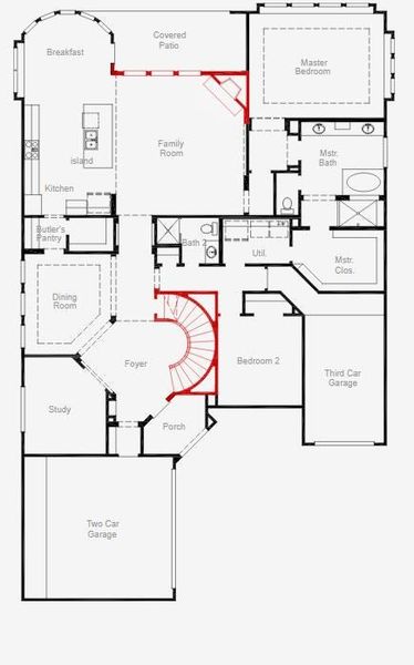 2D floor plan layout of this home in Painted Tree, McKinney, TX (Image 3).