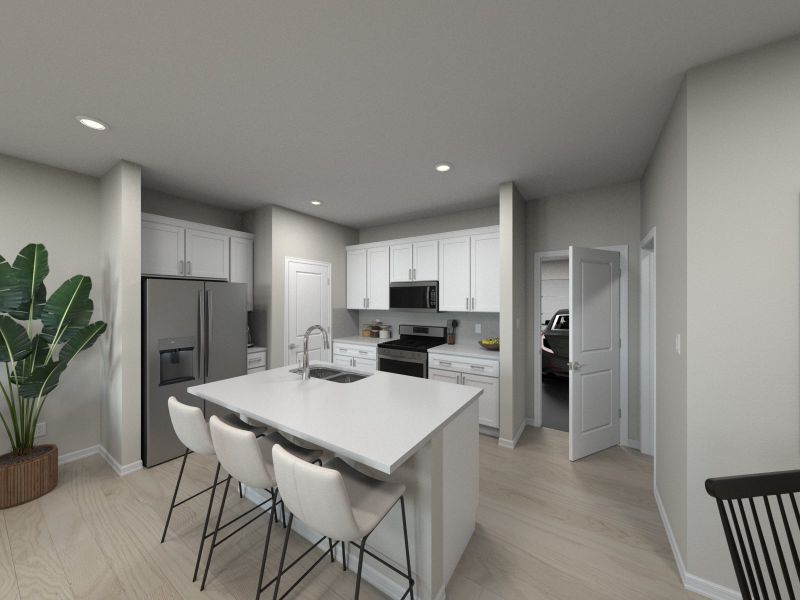 Kitchen in the Bloomfield floorplan at a Meritage Homes community in Zebulon, NC.