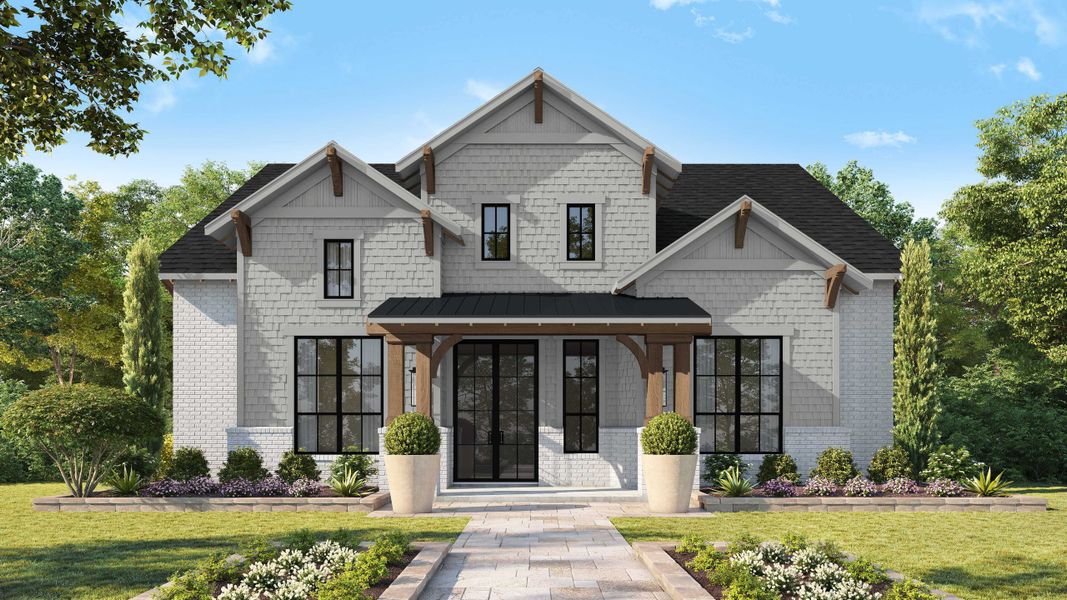 Representative exterior photo of a completed home built from the Catalina by Huntington Homes in Fields, Frisco, TX (Image 5). Representative exterior photo of a completed home built from the Catalina by Huntington Homes in Fields, Frisco, TX (Image 5).