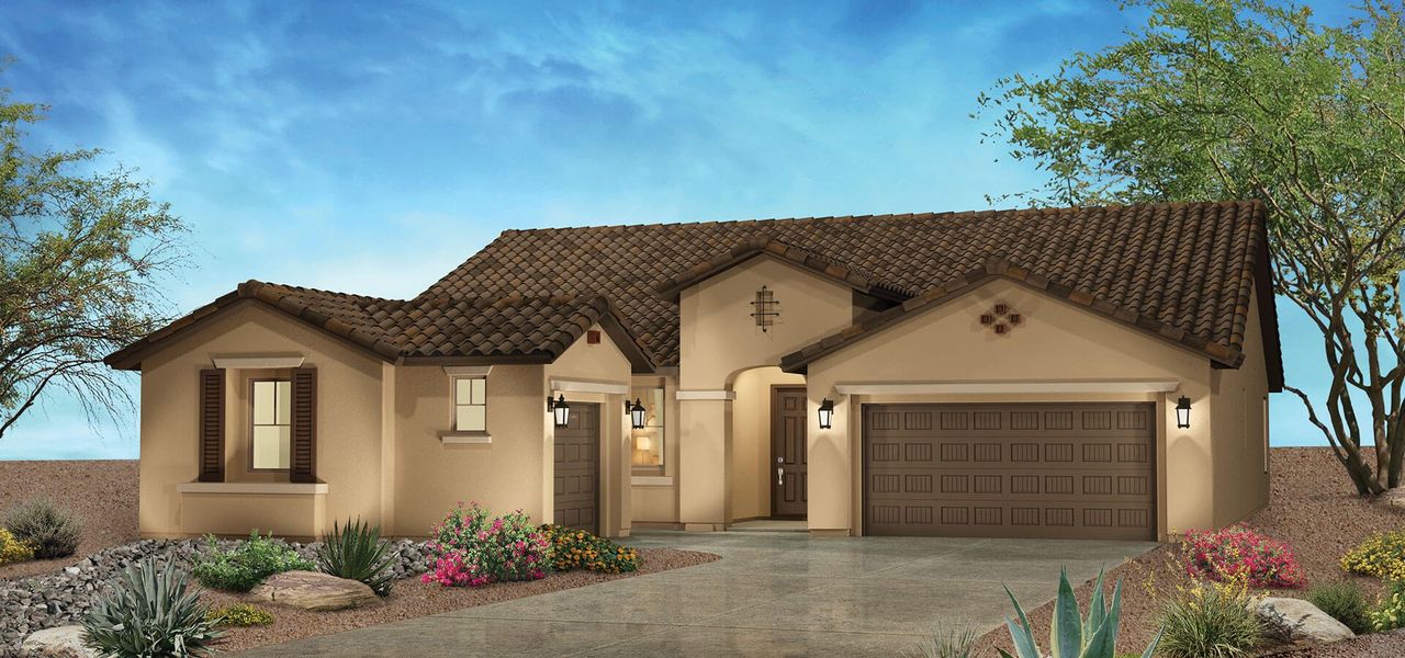 Representative exterior photo of a completed home built from the Miramonte by Robson Resort Communities in Robson Ranch Arizona, Eloy, AZ (Image 11).