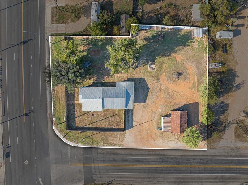 Aerial view of property's location featuring property boundaries highlighted