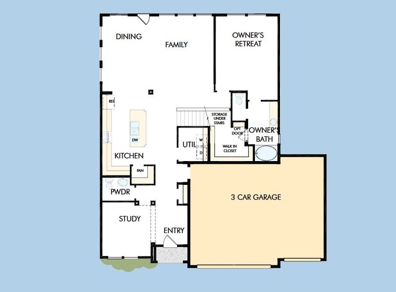 2D floor plan layout for the The Shelbourne by David Weekley Homes in Escondido - Overlook Collection, Magnolia, TX (Image 4).