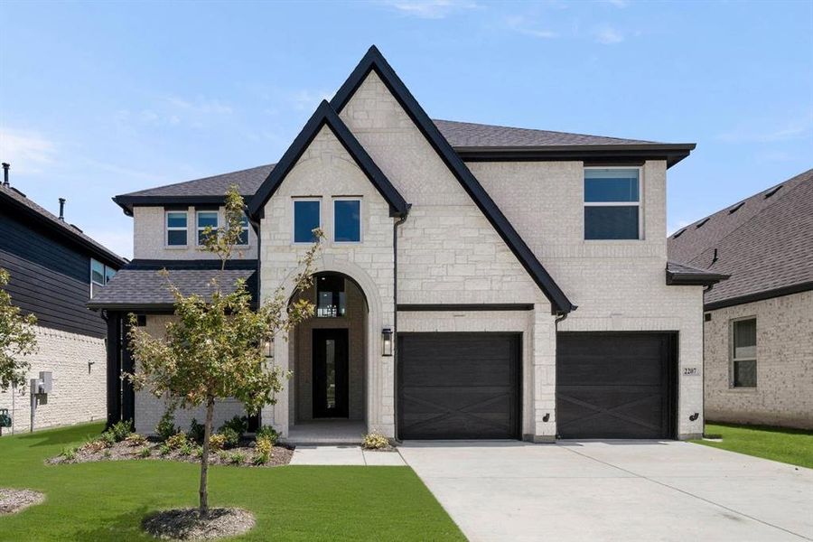 Front exterior of a new home in Birdsong, Mansfield, TX, highlighting curb appeal (Image 1). Front exterior of a new home in Birdsong, Mansfield, TX, highlighting curb appeal (Image 1).