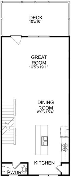 2D floor plan layout for the Archer by KM Homes in Nickel Creek at Newnan Crossing, Newnan, GA (Image 3).