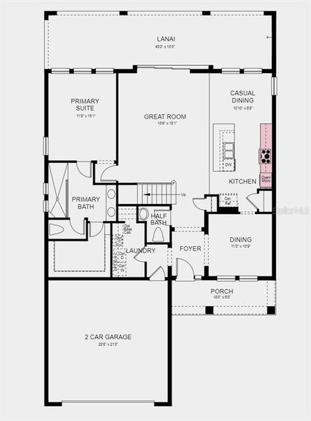 First Floor Plan - Structural options added include: gourmet kitchen, 8' interior doors, and outdoor kitchen rough-in