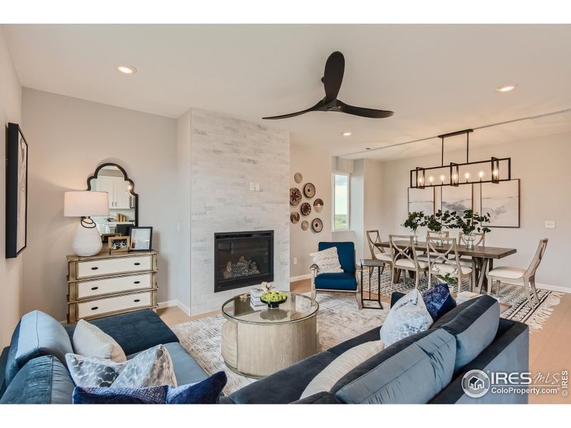 Living Room. Note: photos are of the same floorplan but different model, fireplace will not be included in the actual home.