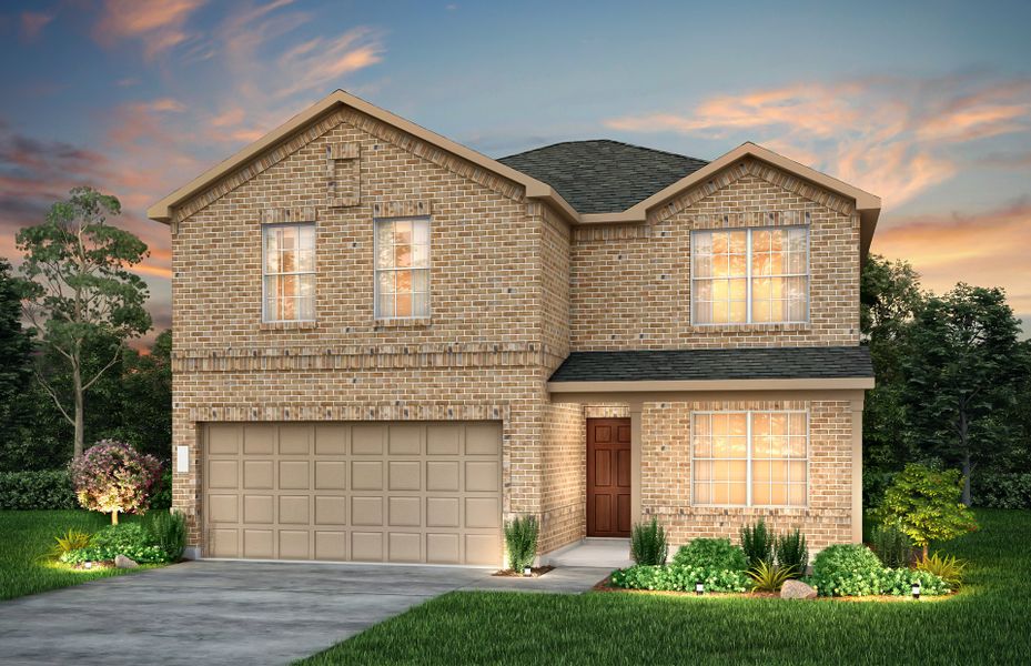 Front exterior of a new home in Woodside, Georgetown, TX, highlighting curb appeal (Image 1). Front exterior of a new home in Woodside, Georgetown, TX, highlighting curb appeal (Image 1).