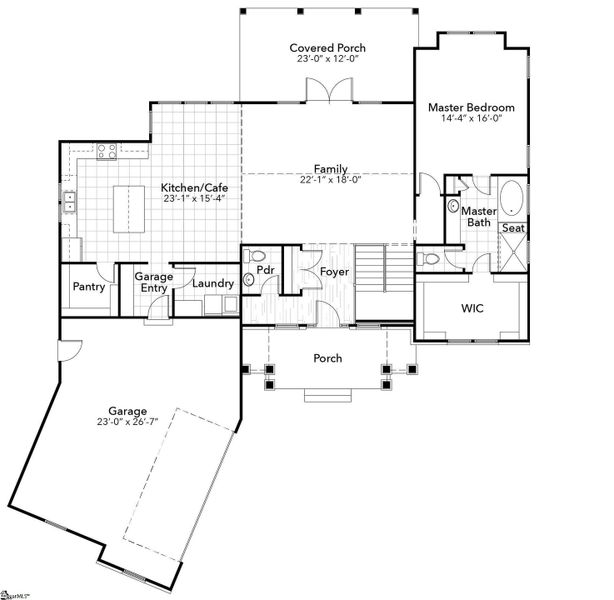 2D floor plan layout of this home in Greenville County Homes, Landrum, SC (Image 5).