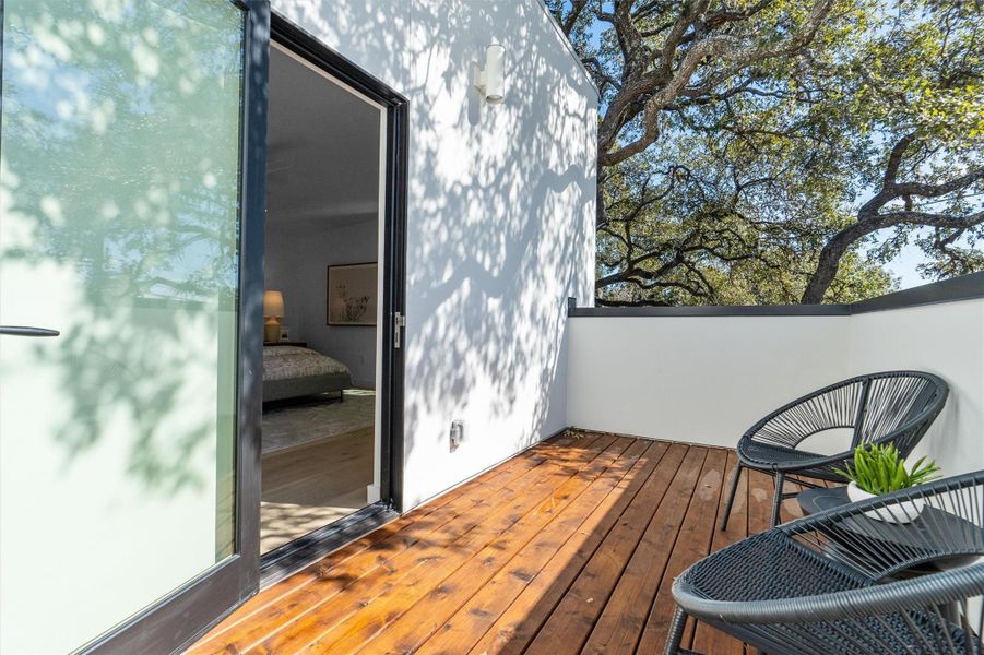 Private balcony off the primary bedroom