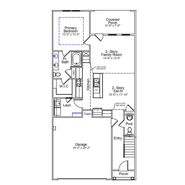2D floor plan layout of this home in Ovation at Sweetbrier, Durham, NC (Image 3).