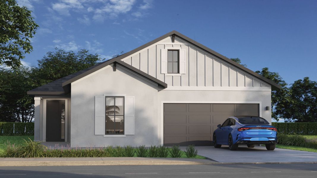 Representative exterior photo of a completed home built from the Palomino by Estela Living in Juliette Falls, Ocala, FL (Image 19). Representative exterior photo of a completed home built from the Palomino by Estela Living in Juliette Falls, Ocala, FL (Image 19).
