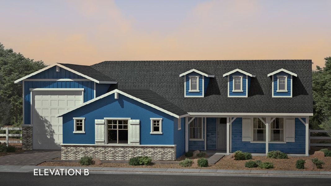 Representative exterior photo of a completed home built from the The Woodland by CastleRock Communities in Heritage Pointe, Chino Valley, AZ (Image 2).