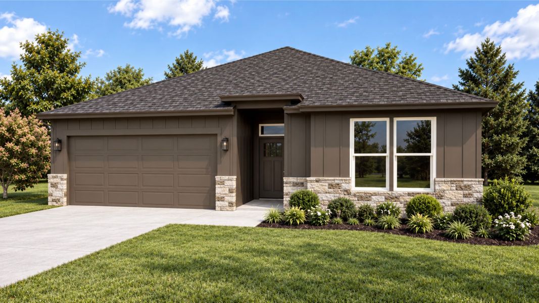 Representative exterior photo of a completed home built from the Blanco by Flintrock Builder in College Park, Troy, TX (Image 4). Representative exterior photo of a completed home built from the Blanco by Flintrock Builder in College Park, Troy, TX (Image 4).